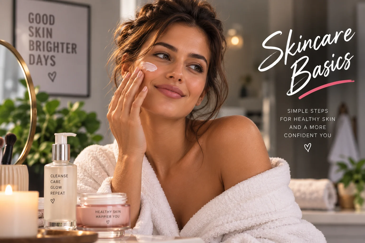 Woman following a simple skincare routine for healthier-looking skin