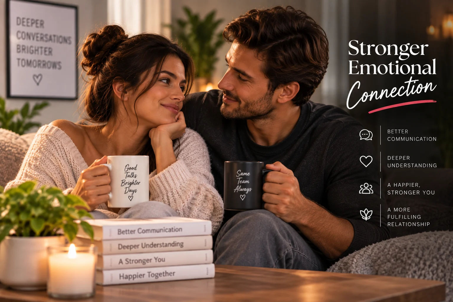 Couple talking closely and strengthening their emotional connection